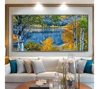 HFYSUIKAS Landscape Lakeside Canvas Posters Home Decor Tree Lake Natural Scenery Wall Painting Wall Art Picture Living Room Decor(60x120cm(24x47inch)/Unframed)
