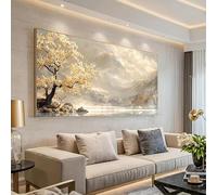 HFYSUIKAS Modern Abstract Printing Golden Tree and Mountain Canvas Painting, Large Size, Elegant Living Room, Bedroom Decor(75x150cm(30x60inch)/Inner Frame)