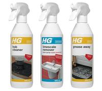 HG 3 Piece Household Cleaning Products Giftset Bundle - Bathroom Cleaner 500ml, Scale Away Limescale Remover & Glass and Mirror Spray 500ml - Powerful Multi-Surface