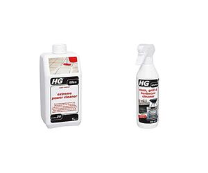 HG 435100106 Extreme Power Cleaner 1L - Professional and Powerful Tile Cleaner - Grease and Dirt Remover & 138050106 Oven, Grill and Barbeque Cleaner 500 ml Removes Baked On Food and Burnt