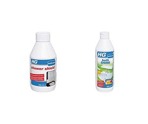 HG 476030106 Shield 250 ml Shower Protector-Against Scale and Dirt & 145050106 Bath Shine 500 ml - Highly Concentrated Cleaner for Sanitary Appliances - Does Not Streak