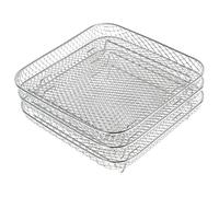 HG Air Fryer Racks Three Layer Stackable Dehydrator Racks Stainless Steel Square Air Fryer Basket Tray Air Fryer Accessories Fit for 5.8QT Air Fryer and 7.5L-8L Square Air Fryer yupogongfu