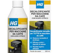 HG Descaler for Coffee Machines with Citric Acid - Biodegradable and Odorless Anti-Limescale for Espresso Machines and Pods - Bottle of 500 ml (323050108)