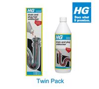 Hg Drain And Plug Hair Unblocker 450Ml + Hg Drain And Plug Unblocker 1 Litre (Twin Pack)