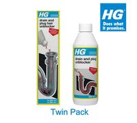 Hg Drain And Plug Hair Unblocker 450Ml + Hg Drain And Plug Unblocker 500Ml (Twin Pack)
