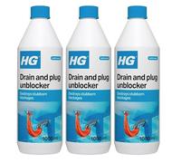 HG Drain and Plug Unblocker | Clears Blocked Sinks & Shower Drains | 1L - Pack of 3