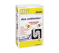 HG Drain Duo Unblocker Sink Drain Pipe Cleaner for Kitchen and Bathrooms 2x500ml (1 Pack)