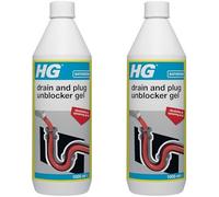 HG Drain & Plug Unblocker Gel Fast Acting No-Splash Formula Safe for Plastic Pipes Heavy Duty Sink & Shower Drain Cleaner Bathroom & Kitchen Use Ready to Use 1L -2 Pack