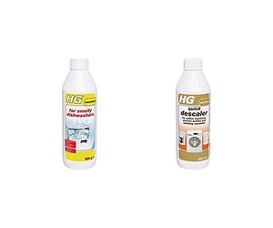HG for Smelly Dishwashers 500 gr - Effective Dishwasher Cleaner & 174050106 Quick Descaler 500 ml - for Coffee Machines, Kettles and Washing Machines - Removes Scale and Limescale Effectively