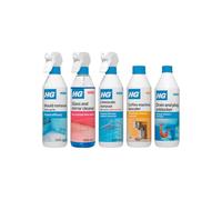 HG - Home Makeover Complete Cleaning Bundle - Mould, Limescale, Glass Cleaner, Descaler & Drain Unblocker (5 Pack)
