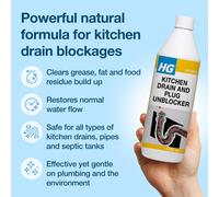 HG Kitchen Drain Unblocker Clears Blocked Sinks 1L