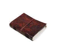 HG-LTHR 18 cm Genuine Leather Pentagram Star Grimoire Journal Book of Shadows Spell Diary Blank Notebook Sketchbook Gift for Artists Ink Pen Friendly