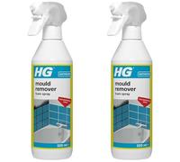HG Mould Remover Foam Spray, Mould Spray & Mildew Cleaner, Removes Mould Stains From Walls, Tiles, Bathroom Seals - 500ml (2 Pack)