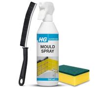 H'G Mould Spray Bathroom 500ml with Cleaning Brush & Scrub Sponge - Fast Acting Mould Remover for Bathroom Removes Brown & Black Mould Stains & Mildew from Tiles, Grout & Silicone Sealant