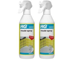 HG Mould Spray, Effective Mould Spray & Mildew Cleaner, Removes Mouldy Stains From Walls, Tiles, Silicone Seals & More - 500ml, Pack of 2