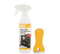 HG Oven Cleaner Spray (500 Ml) + Oven Hob Glass Cleaning Tool Non Scratch- Grill, BBQ Cleaner Degreaser- For Effective Removal of Burnt-on Food, Grease and Grime