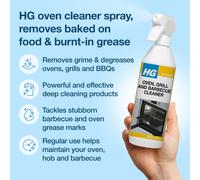 HG Oven Grill BBQ Cleaner Spray Removes BakedOn Food Grease - 500ml
