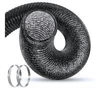 HG PLVTII 100mm Aluminium Foil Flexible Ducting 4 Inch Vent Hose, 2.5m 5-Layer Heavy Duty Air Duct Pipe for Grow Tent, Tumble Dryer, Bathroom Extractor Fan, Hydroponics Ventilation System, Black
