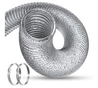 HG PLVTII 100mm Aluminium Foil Flexible Ducting 4 Inch Vent Hose, 2.5m 5-Layer Heavy Duty Air Duct Pipe for Grow Tent, Tumble Dryer, Bathroom Extractor Fan, Hydroponics Ventilation System, Silver