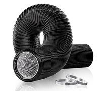 HG PLVTII 150mm Ducting 6 Inch Flexible Air Conditioner Hose, 3m Aluminium PVC with 2 Clamps, Heavy Duty Vent Pipe for Portable AC, Extractor Fan, Tumble Dryer, Ventilation System, Black