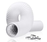 HG PLVTII 150mm Flexible Ducting 6 Inch Aluminium PVC Air Conditioner Hose with 2 Clamps, 5m Heavy Duty Vent Pipe for Portable AC, Extractor Fan, Tumble Dryer, Ventilation System, White