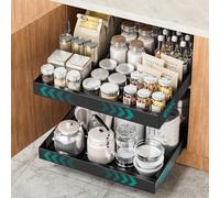 HG PLVTII Expandable Pull Out Cabinet Organizer, Slide Out Drawers for Kitchen Cupboards, Adjustable Width Pull Out Kitchen Storage, Sliding Shelf for Cupboard & Pantry (1 Pack, Black)