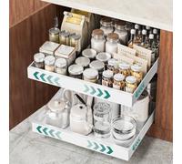 HG PLVTII Expandable Pull Out Cabinet Organizer, Slide Out Drawers for Kitchen Cupboards, Adjustable Width Pull Out Kitchen Storage, Sliding Shelf for Cupboard & Pantry (1 Pack, White)