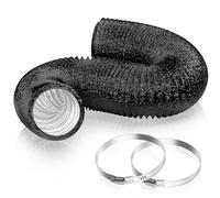 HG Power 100mm Air Ducting 2.5m Aluminium Foil with 2 Clamps for HVAC | 4 Inch Heat Resistant Vent Hose, Flexible pipe for Cooker Hood, Extractor Fan, Tumble Dryer, Air Conditioner, Black