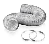 HG Power 100mm Air Ducting 2.5m Aluminium Foil with 2 Clamps for HVAC | 4 Inch Heat Resistant Vent Hose, Flexible pipe for Cooker Hood, Extractor Fan, Tumble Dryer, Air Conditioner, Silver