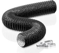 HG Power 100mm Air Ducting Length 2.5m PVC Aluminium Flexible Ventilation Duct PVC Pipe Tumble Dryer Vent Hose with 2 Clamps for Hydroponics Extractor Fan, Cooker Hood, Bathroom, Toilet, Black