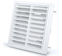 HG Power 100mm Air Vent Cover - 140mm×140mm Louvred Wall Vent Grille with Flyscreen, Ventilation for Tumble Dryer, Extractor Fan, Garage, Bathroom, Kitchen, Attic, Exterior Walls, White