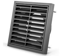 HG Power 100mm Air Vent Cover - 140mm×140mm Louvred Wall Vent Grille with Flyscreen, Ventilation for Tumble Dryer, Extractor Fan, Garage, Bathroom, Kitchen, Attic, Exterior Walls, Black