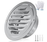 HG Power 100mm Air Vent Cover for Wall, 4" 304 Stainless Steel Round Ventilation Grille with Insect Mesh, Extractor Fan Vent Cover Grille Louvre, Tumble Dryer Vent Cover for Bathroom, Kitchen