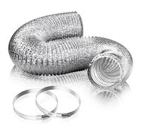 HG Power 100mm Flexible Air Duct 2m,6-Layer Thickened Insulated Aluminium Foil Ducting Hose with 2 Clamps, Heat Resistant Ventilation Pipe for Cooker Hood, Extractor Fan, Tumble Dryer, Air Conditioner