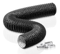 HG Power 125mm Air Ducting Length 5m PVC with 2 Clamps for HVAC | Aluminium Flexible Ventilation Vent Hose for Tumble Dryer, Extractor Fan, Hydroponics, Cooker Hood, Bathroom, Toilet, Black