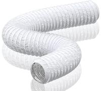 HG Power 125mm Ducting Length 5m PVC Aluminium Flexible Ventilation Duct PVC Pipe Tumble Dryer Vent Hose for Hydroponics Extractor Fan, Cooker Hood, Bathroom, Toilet, White