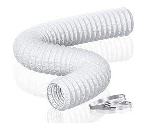 HG Power 125mm Ducting Length 5m PVC Aluminium Flexible Ventilation Duct PVC Pipe Tumble Dryer Vent Hose with Clamps for Hydroponics Extractor Fan, Cooker Hood, Bathroom, Toilet, White