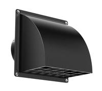 HG Power 125mm Vent Cover Outside Wall - Metal External Vent Cover with Non-Return Flap, 5 Inch Extractor Fan Vent Cover for Bathroom Fan, Dryer, Kitchen Cooker Hood (Black)