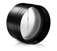 HG Power 150 mm / 6" Inch Ducting Pipe Connector with Backdraft Damper Flap, One-Way Airflow Ducting with Backdraught Shutter, Rubber Gasket, Black Galvanized Steel