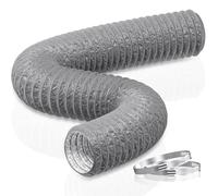HG Power 150mm Ducting Length 5m PVC Aluminium Flexible Ventilation Duct PVC Pipe Tumble Dryer Vent Hose with Clamps for Hydroponics Extractor Fan, Cooker Hood, Bathroom, Toilet, Grey
