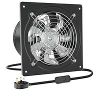 HG Power 150mm Exhaust Fan, 525m³/h Stainless Steel Ventilation Fan Extractor with Backdraft Damper for Kitchen Workshop Garage Basement, Black