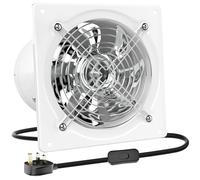 HG Power 150mm Exhaust Fan, 525m³/h Stainless Steel Ventilation Fan Extractor with Backdraft Damper for Kitchen Workshop Garage Basement, White