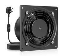 HG Power 150mm Kitchen Extractor Fan, 6 Inch Quiet Wall Ventilation Fan with UK Plug, Exhaust Fan with Backdraft Damper for Bathroom, Kitchen, Garage - Black