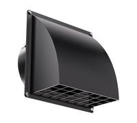 HG Power 150mm Vent Cover Outside Wall - Metal External Vent Cover with Non-Return Flap, 6 Inch Extractor Fan Vent Cover for Bathroom Fan, Dryer, Kitchen Cooker Hood (Black)