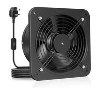 HG Power 200mm Kitchen Extractor Fan 980m³/h | Quiet Wall Ventilation Fan with On/Off Switch, UK Plug, Exhaust Fan with Backdraft Damper for Bathroom, Kitchen, Garage - Black