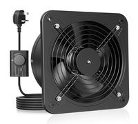 HG Power 200mm Kitchen Extractor Fan, Quiet Wall Ventilation Fan with UK Plug, 8 Inch Exhaust Fan with Backdraft Damper for Bathroom, Kitchen, Garage - Black