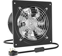 HG Power 250mm Exhaust Fan, 1680m³/h Stainless Steel Ventilation Fan Extractor with Backdraft Damper for Kitchen Workshop Garage Basement, Black