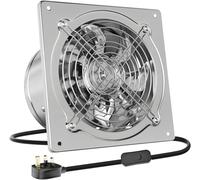 HG Power 250mm Exhaust Fan, 1680m³/h Stainless Steel Ventilation Fan Extractor with Backdraft Damper for Kitchen Workshop Garage Basement, Silver