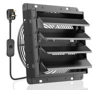 HG Power 350mm Shutter Exhaust Fan with Mesh Screen 1500m³/h Wall Mounted Extractor Fan Low Noise Shed Exhaust Fan for Ventilation Use, Basement, Gable, Chicken Coop, Black