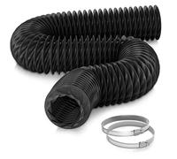 HG Power 75mm Air Ducting, 3 Inch 2.5m Nylon Flexible Duct Hose, High-Temp Ventilation Pipe with 2 Clamps for Extension Pipe of Diesel Heaters, Hot Air Exhaust, Black